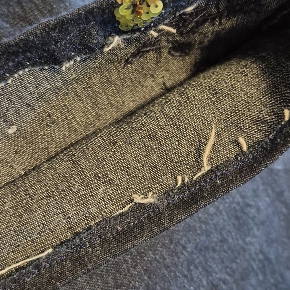 DG2 by DIANE GILMMAN Floral Sequin Dark Blue Jeans - 28 x 26 - Picture 10 of 10